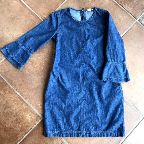 GAP Dresses & Skirts - Gap Denim Shift Dress with Bell Sleeves size S